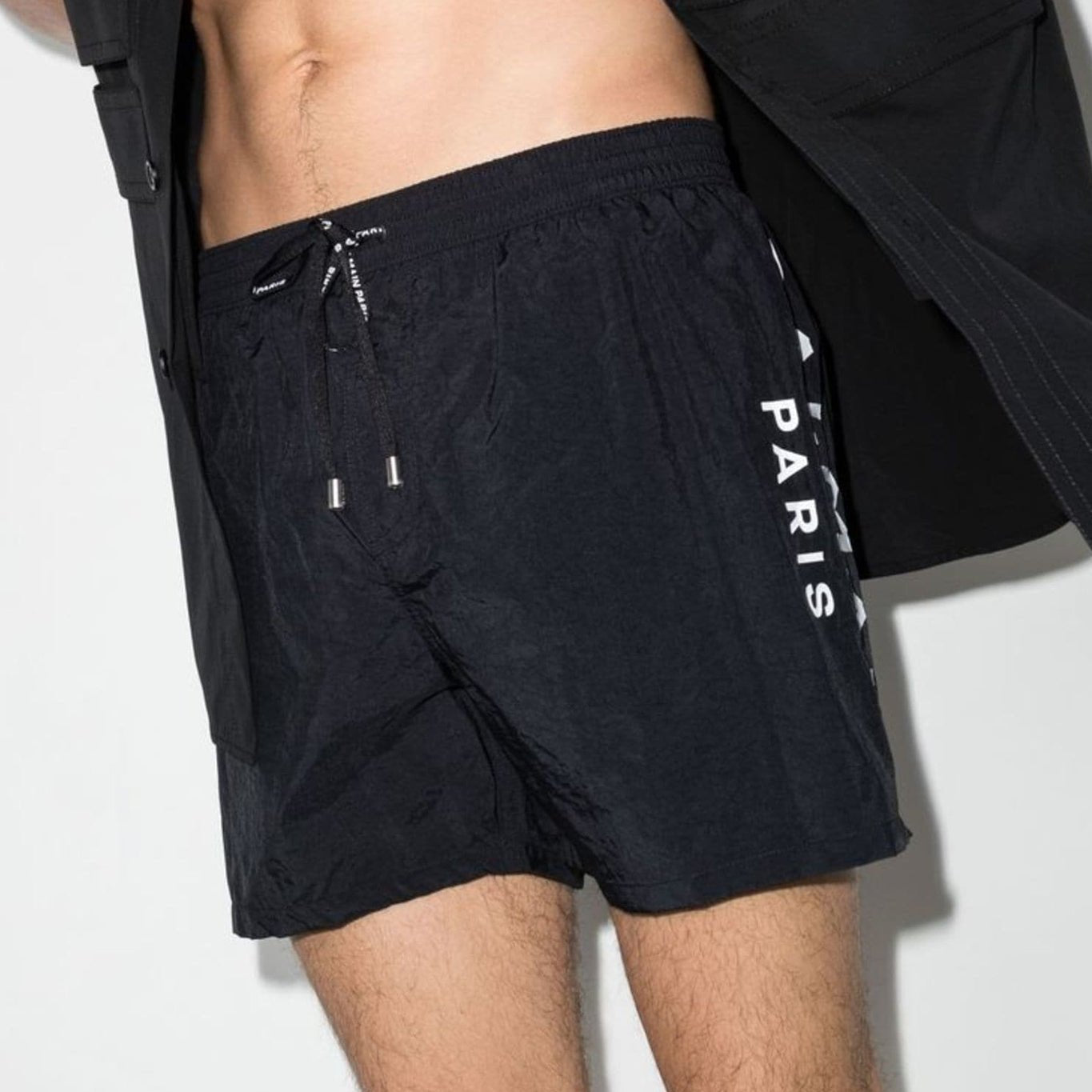 Balmain Logo Stretch Basic Swim Short - Black - Escape Menswear