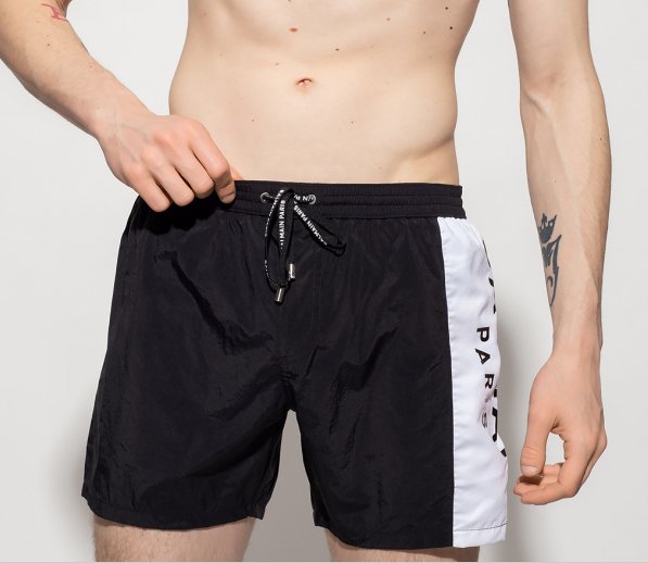 Balmain Side Band Logo Swim Short - Black - Escape Menswear