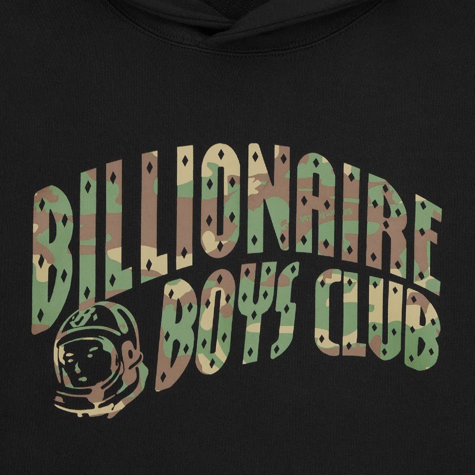 BBC Camo Arch Logo Popover Hoodie - Black - Escape Menswear