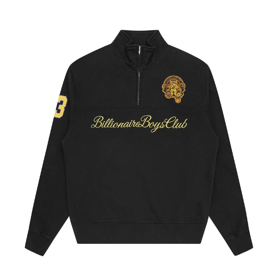 BBC Script Panelled Quarter Zip Sweatshirt - Black - Escape Menswear