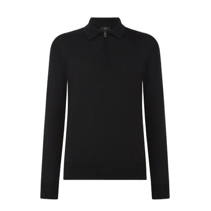 Belstaff Kyle Merino Wool Polo Shirt - Black - Escape Menswear