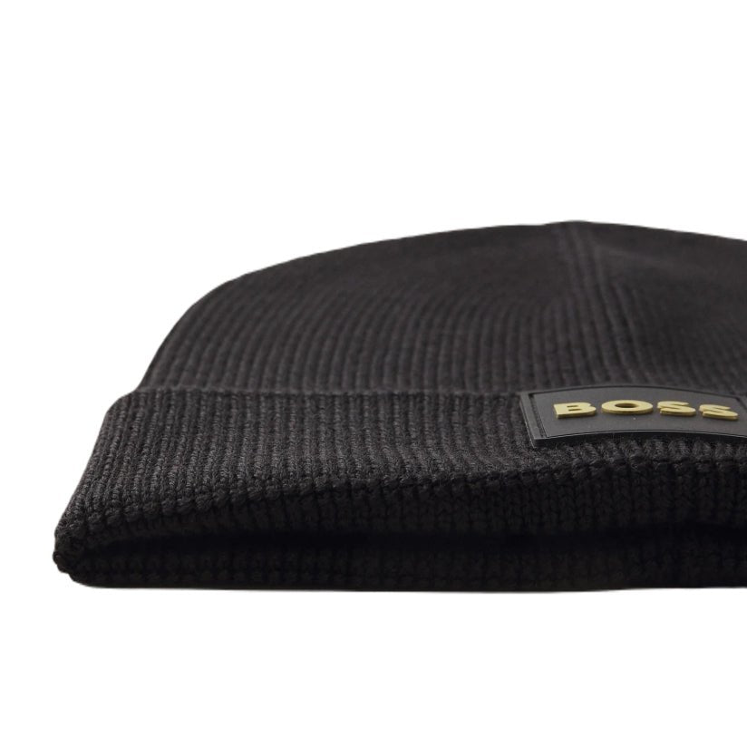 BOSS Orange Foxxy_R Beanie - 002 Black - Gold - Escape Menswear