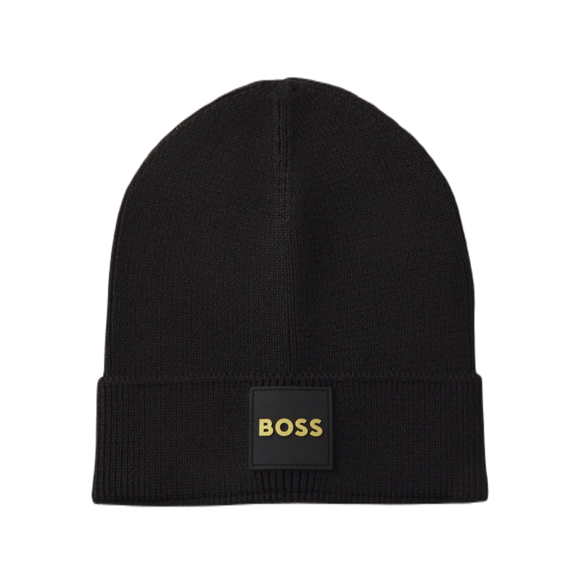 BOSS Orange Foxxy_R Beanie - 002 Black - Gold - Escape Menswear