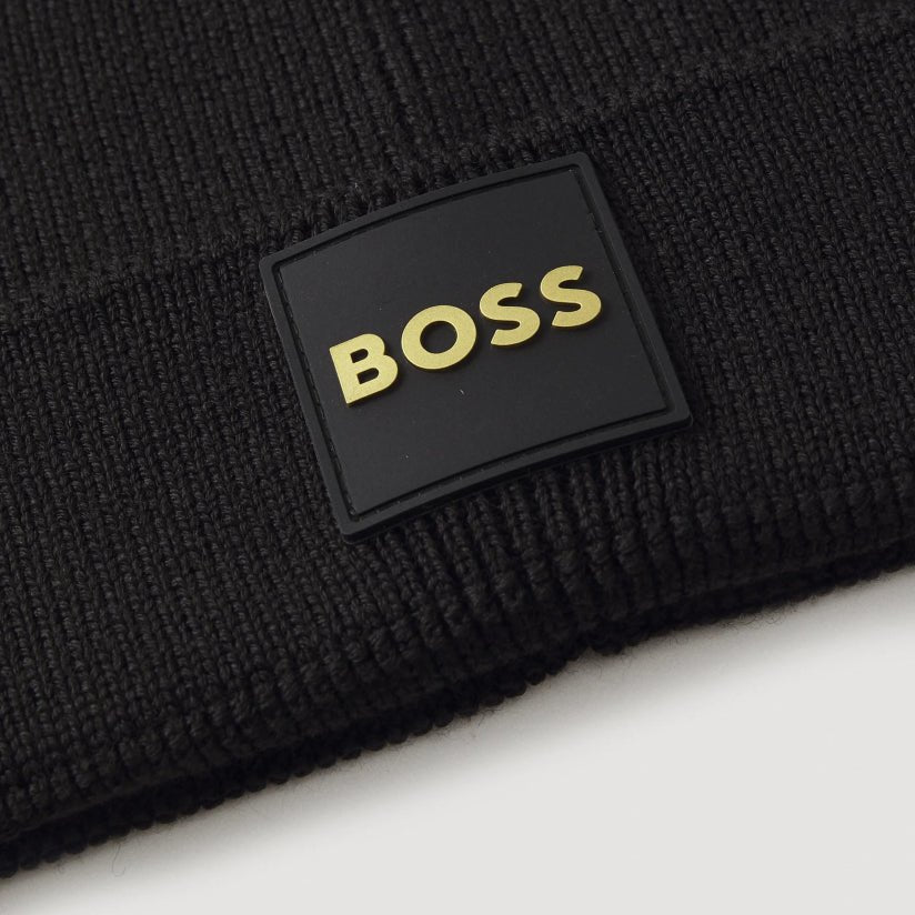 BOSS Orange Foxxy_R Beanie - 002 Black - Gold - Escape Menswear