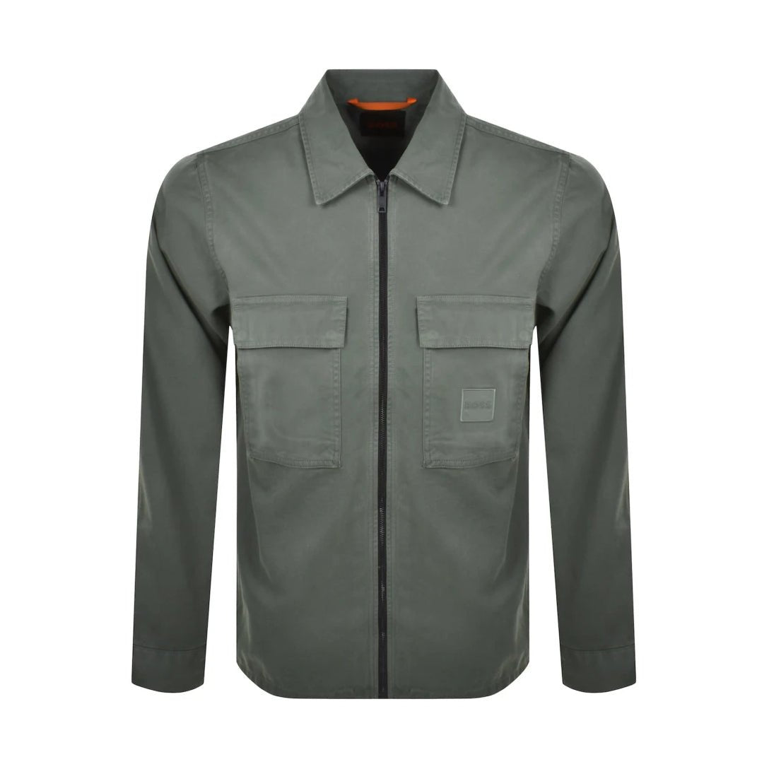 BOSS Orange Lovel Zip Overshirt - 076 Open Grey - Escape Menswear