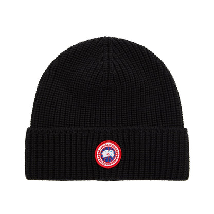 Canada Goose Arctic Disc Ribbed Wool Beanie - 9061 Black - Escape Menswear
