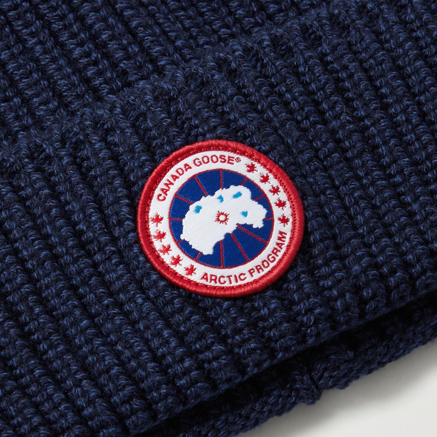 Canada Goose Arctic Disc Ribbed Wool Beanie - 9151 Navy Heather - Escape Menswear