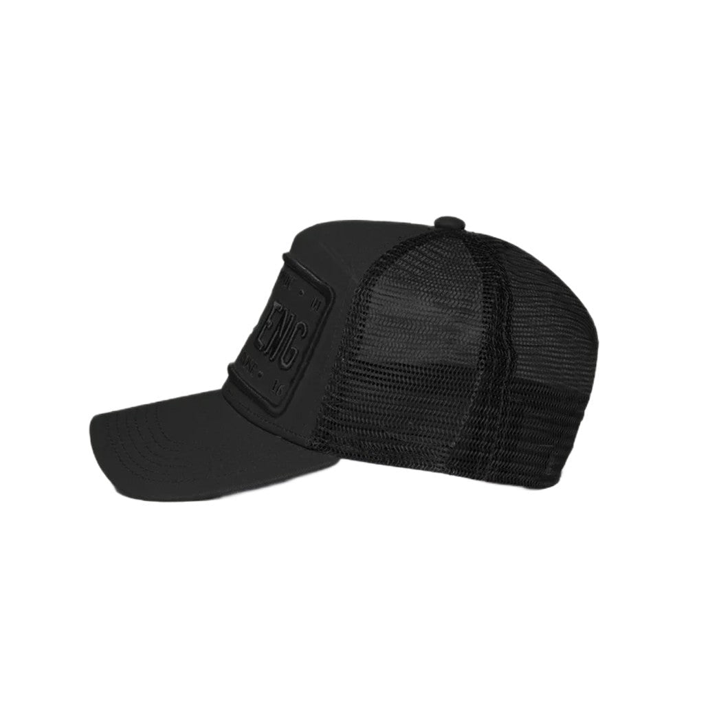 Christian Rose Iconic II Plate Trucker Cap - Black/Black - Escape Menswear