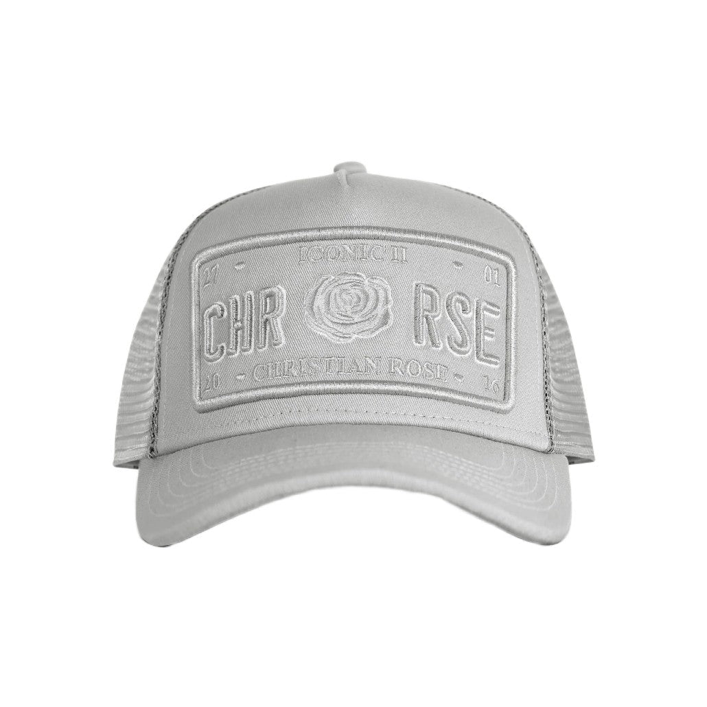 Christian Rose Iconic II Plate Trucker Cap - Ice Grey - Escape Menswear