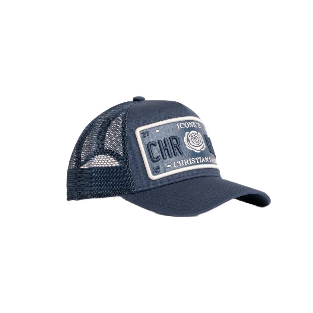 Christian Rose Iconic Vinyl Patch Trucker Cap - Navy/White - Escape Menswear