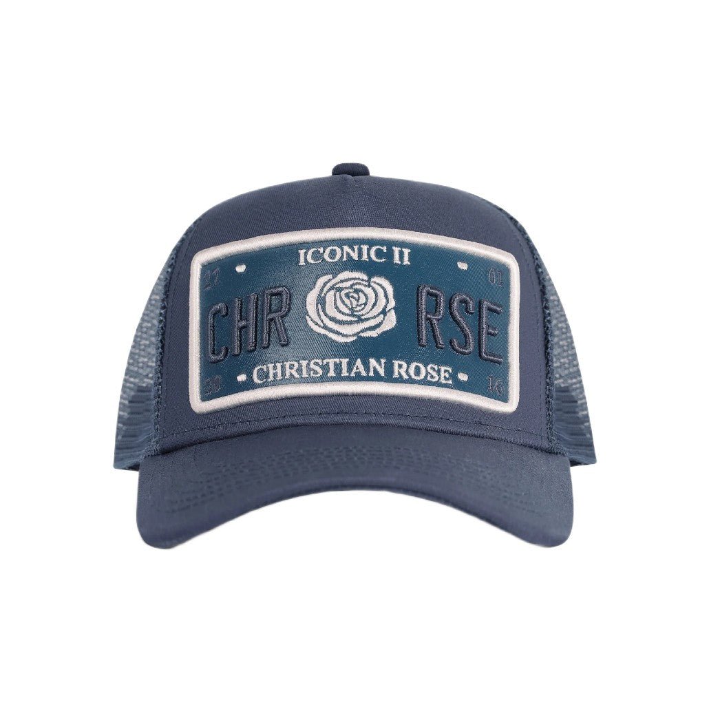 Christian Rose Iconic Vinyl Patch Trucker Cap - Navy/White - Escape Menswear