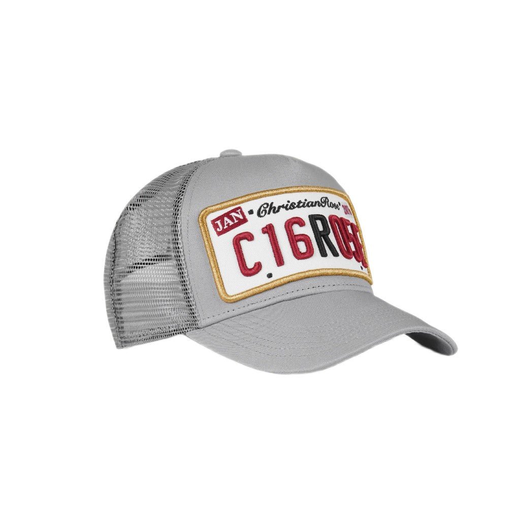 Christian Rose Private Plate Trucker Cap - Stone Grey/Gold - Escape Menswear