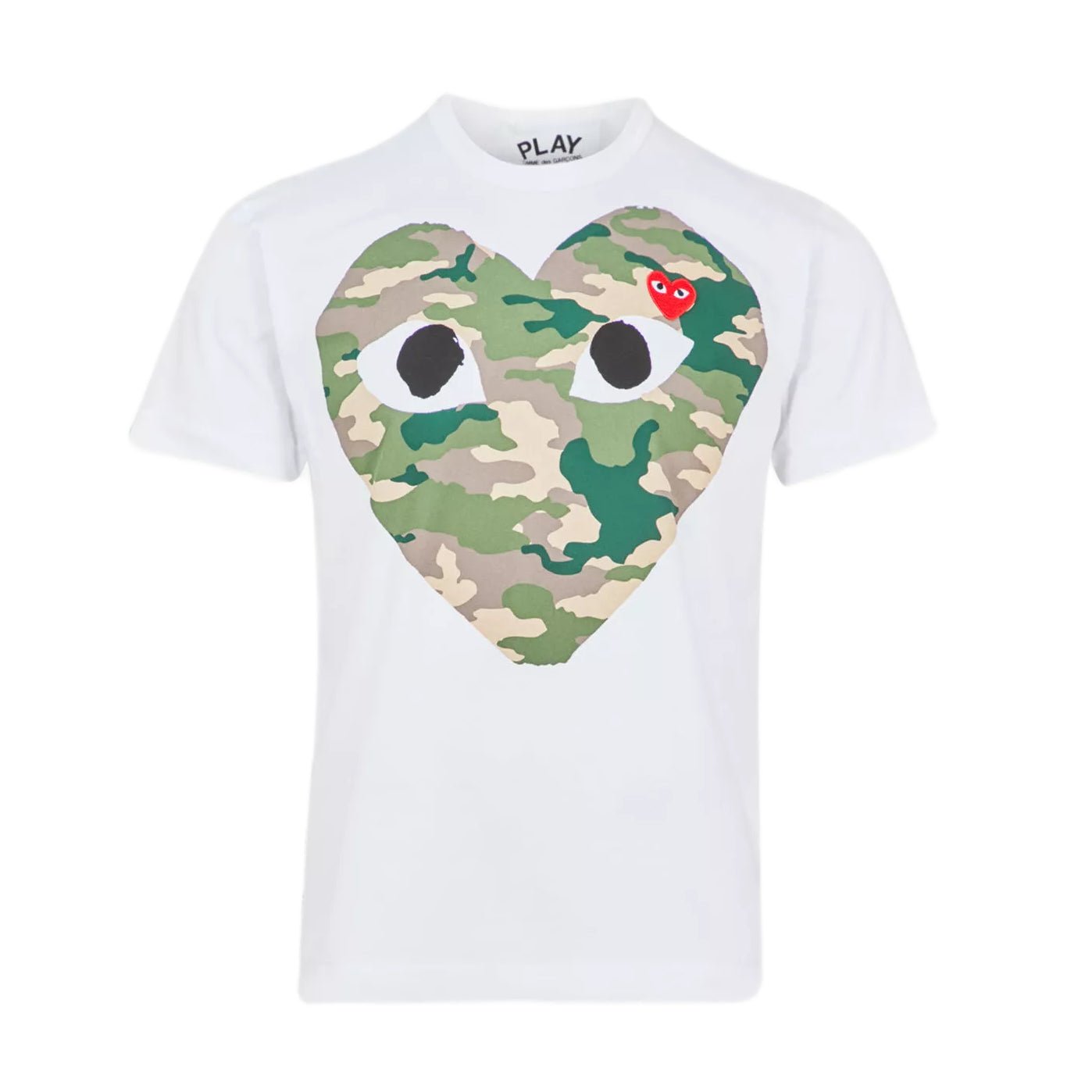 Comme des Garçons Play Camouflage Two Heats Logo T-Shirt - White - Escape Menswear