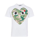 Comme des Garçons Play Camouflage Two Heats Logo T-Shirt - White - Escape Menswear
