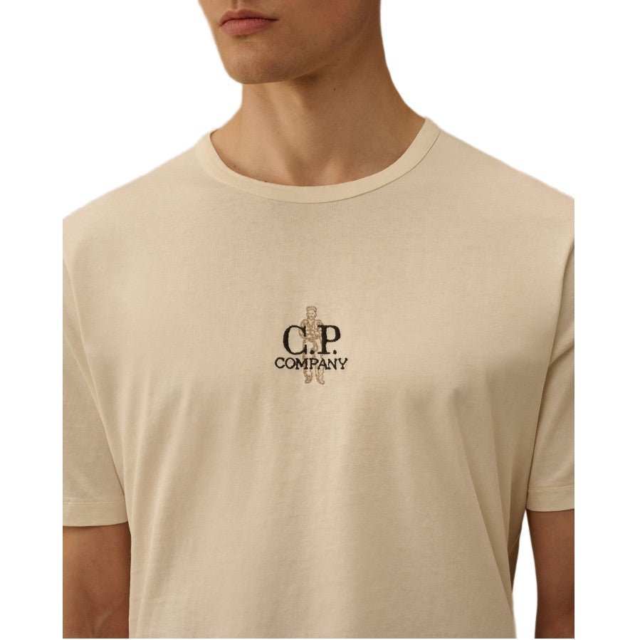 CP Company 1020 Jersey Embroidary T-Shirt - 103 Gauze White - Escape Menswear