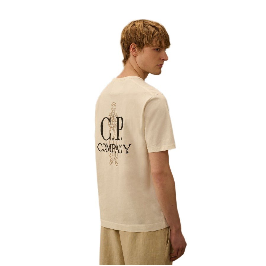 CP Company 1020 Jersey Embroidary T-Shirt - 103 Gauze White - Escape Menswear