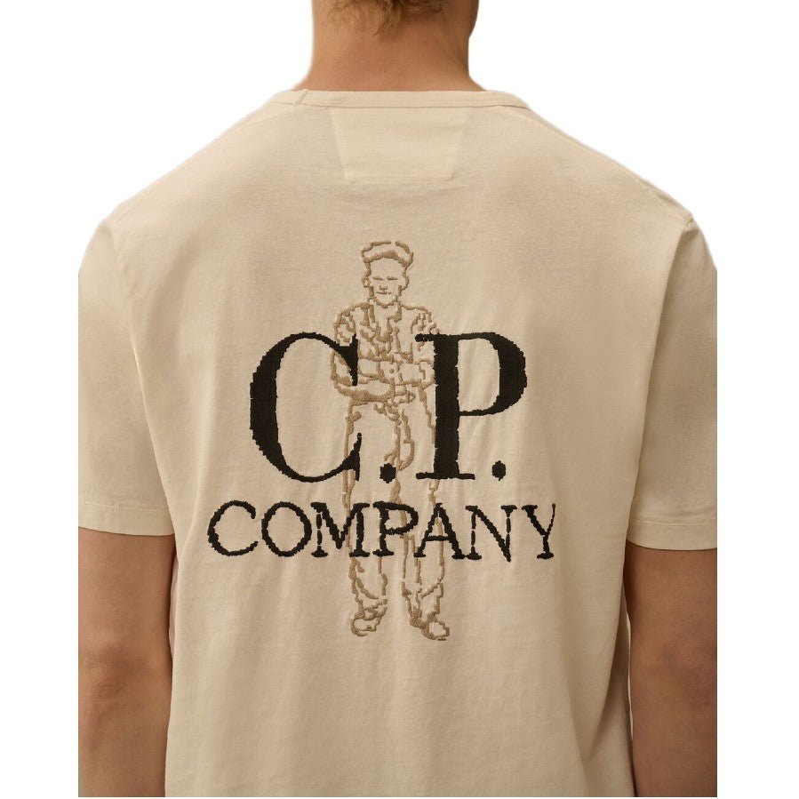 CP Company 1020 Jersey Embroidary T-Shirt - 103 Gauze White - Escape Menswear