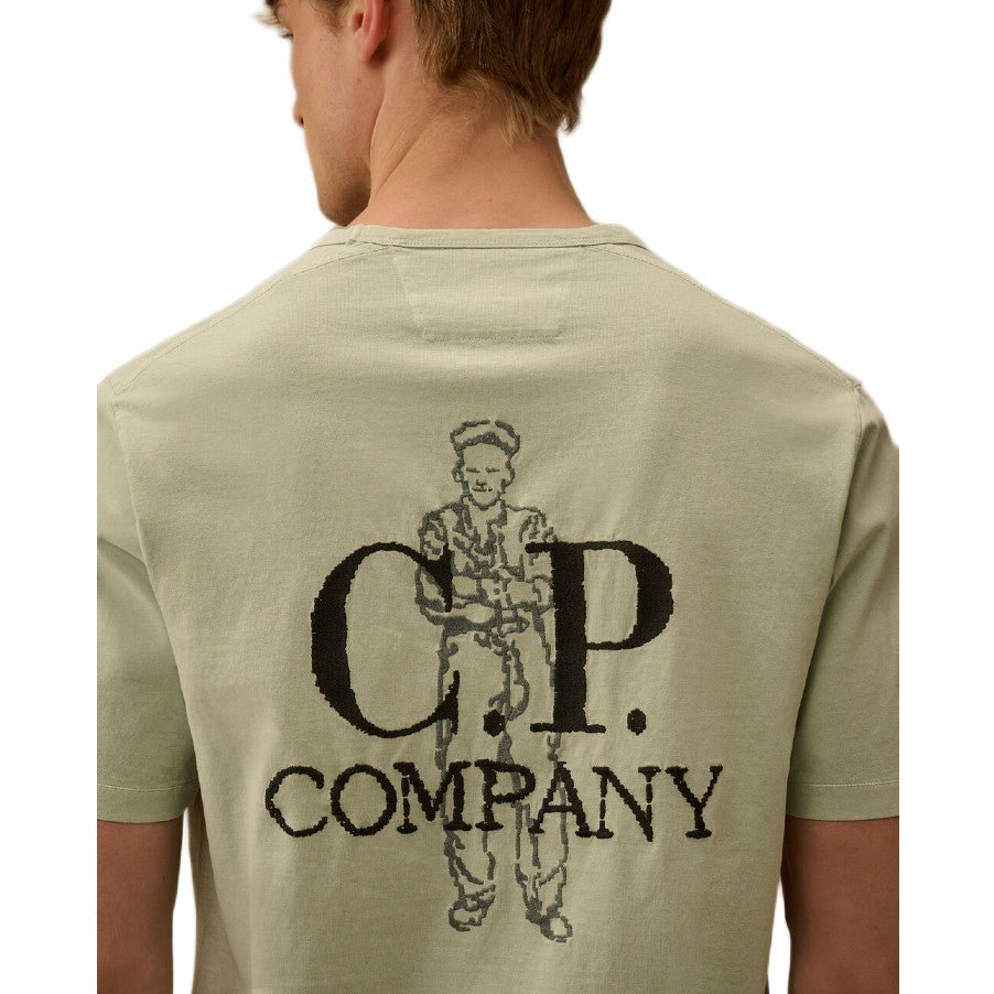 CP Company 1020 Jersey Embroidary T-Shirt - 804 Misty Blue - Escape Menswear