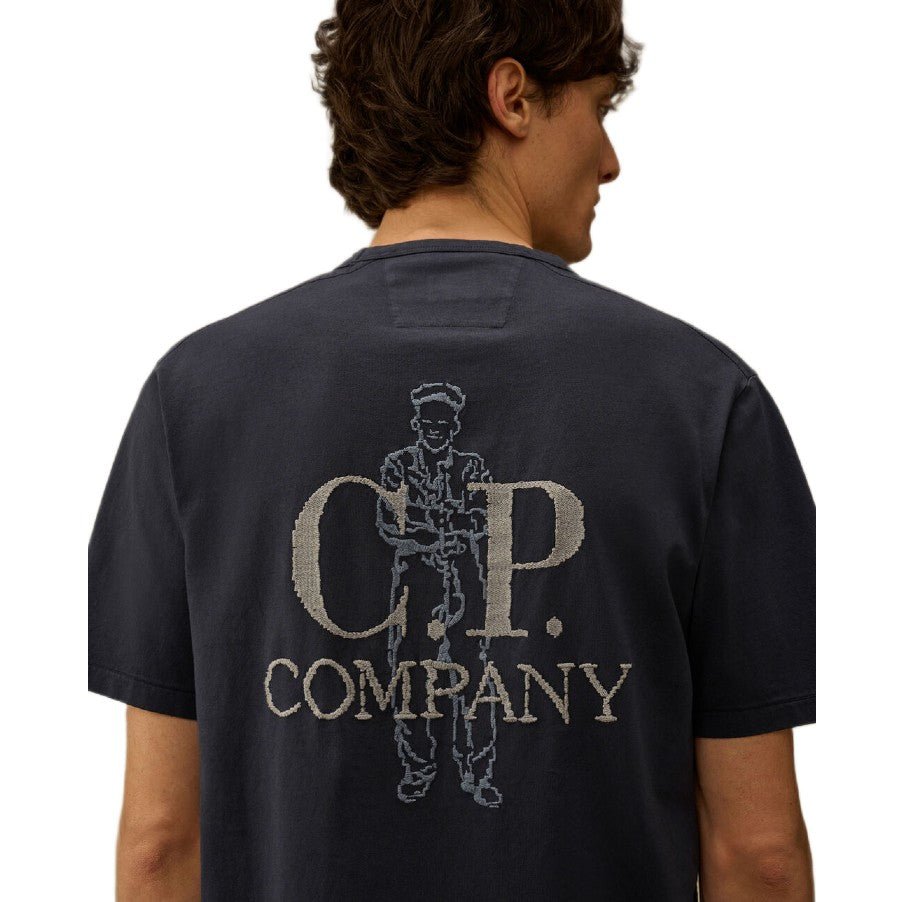 CP Company 1020 Jersey Embroidary T-Shirt - 889 Mid Navy - Escape Menswear