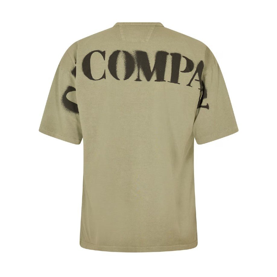 CP Company 1020 Jersey Stencil T-Shirt - 610 Moss Gray Green - Escape Menswear