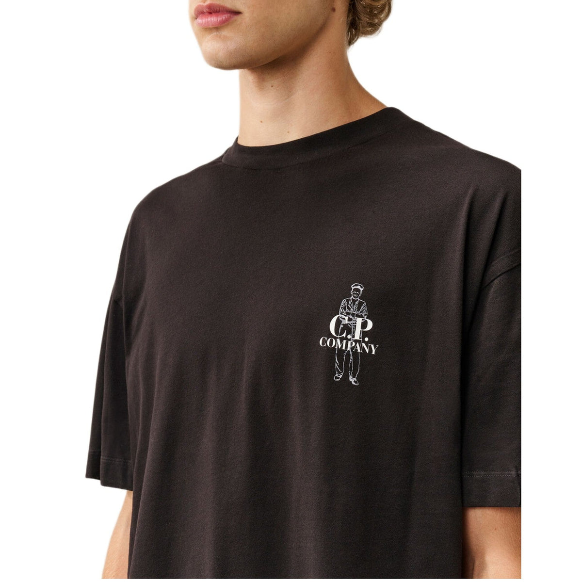 CP Company 30/1 Jersey Comfort Logo T-Shirt - 999 Black - Escape Menswear