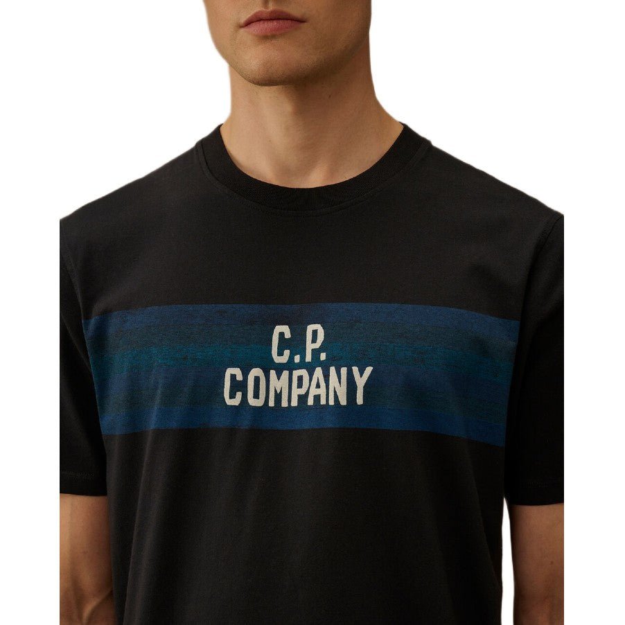 CP Company 30/1 Jersey Striped T-Shirt - 888 Total Eclipse - Escape Menswear