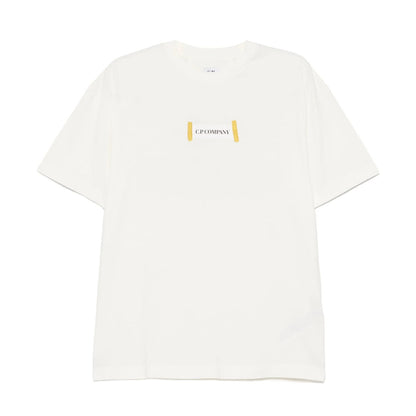 CP Company 30/1 Printed Logo T-Shirt - 103 Gauze White - Escape Menswear