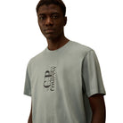 CP Company 30/1 Short Sleeve Printed T-Shirt - 809 Silver Blue - Escape Menswear