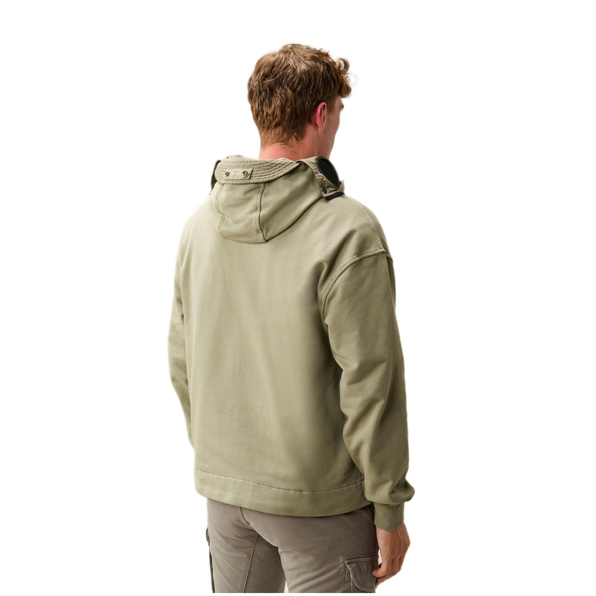 CP Company Diagonal Fleece Boxy Full Zip Hoodie - 356 Rock Beige - Escape Menswear