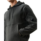 CP Company Diagonal Fleece Lens Hoodie - 985 Raven Grey - Escape Menswear