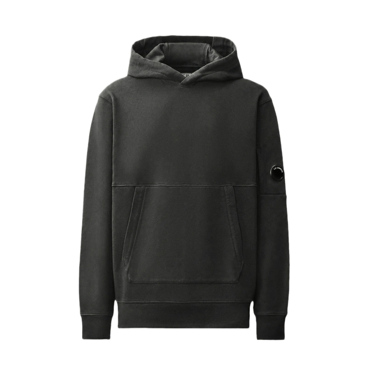 CP Company Diagonal Fleece Lens Hoodie - 985 Raven Grey - Escape Menswear