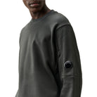 CP Company Diagonal Fleece Lens Sweatshirt - 985 Raven Grey - Escape Menswear