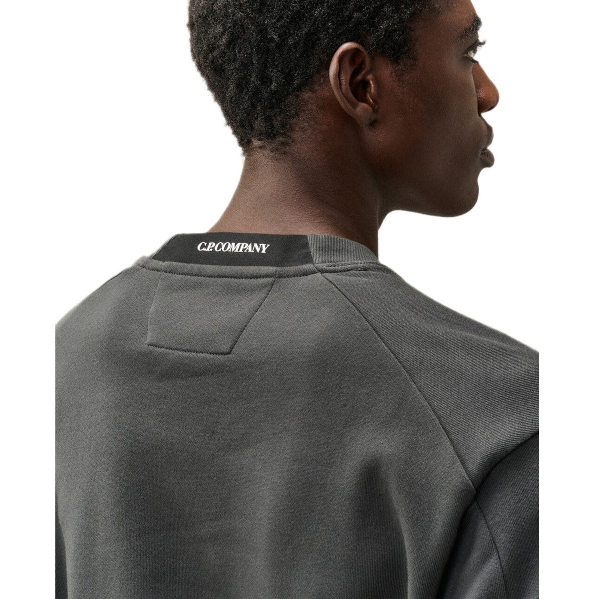CP Company Diagonal Fleece Lens Sweatshirt - 985 Raven Grey - Escape Menswear