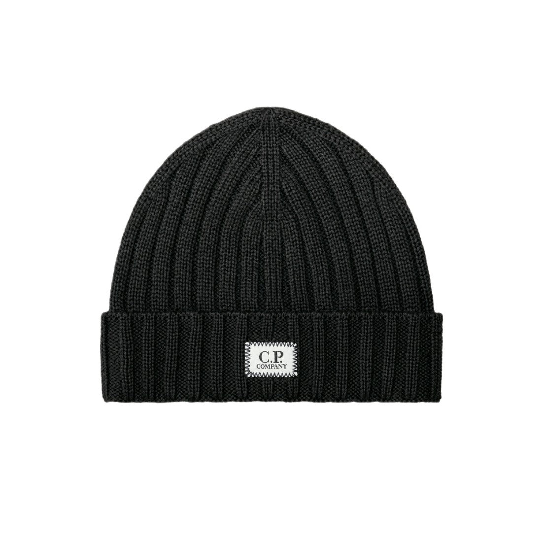 CP Company Extrafine Merino Wool Beanie - 999 Black - Escape Menswear