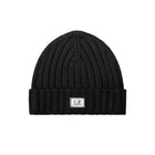 CP Company Extrafine Merino Wool Beanie - 999 Black - Escape Menswear