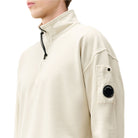 CP Company Fleece Boxy Lens Zip Sweatshirt - 120 Silver Birch - Escape Menswear