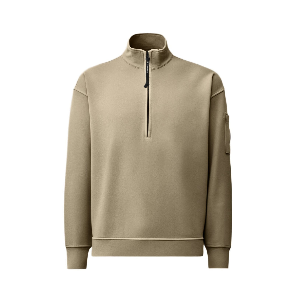 CP Company Fleece Boxy Lens Zip Sweatshirt - 356 Rock Beige - Escape Menswear