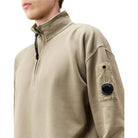 CP Company Fleece Boxy Lens Zip Sweatshirt - 356 Rock Beige - Escape Menswear