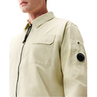 CP Company Gabardine Lens Zip Overshirt - 120 Silver Birch - Escape Menswear