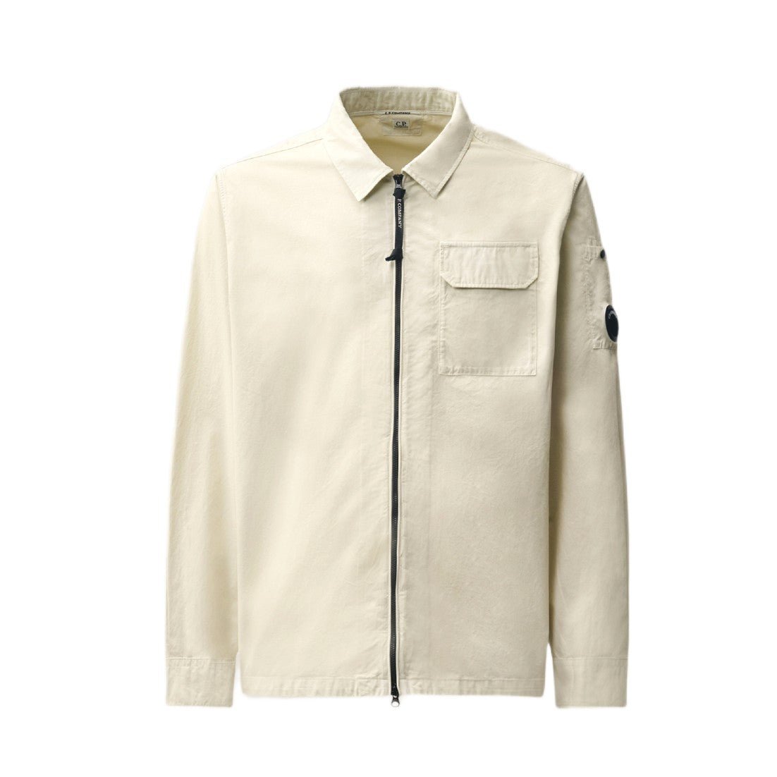 CP Company Gabardine Lens Zip Overshirt - 120 Silver Birch - Escape Menswear