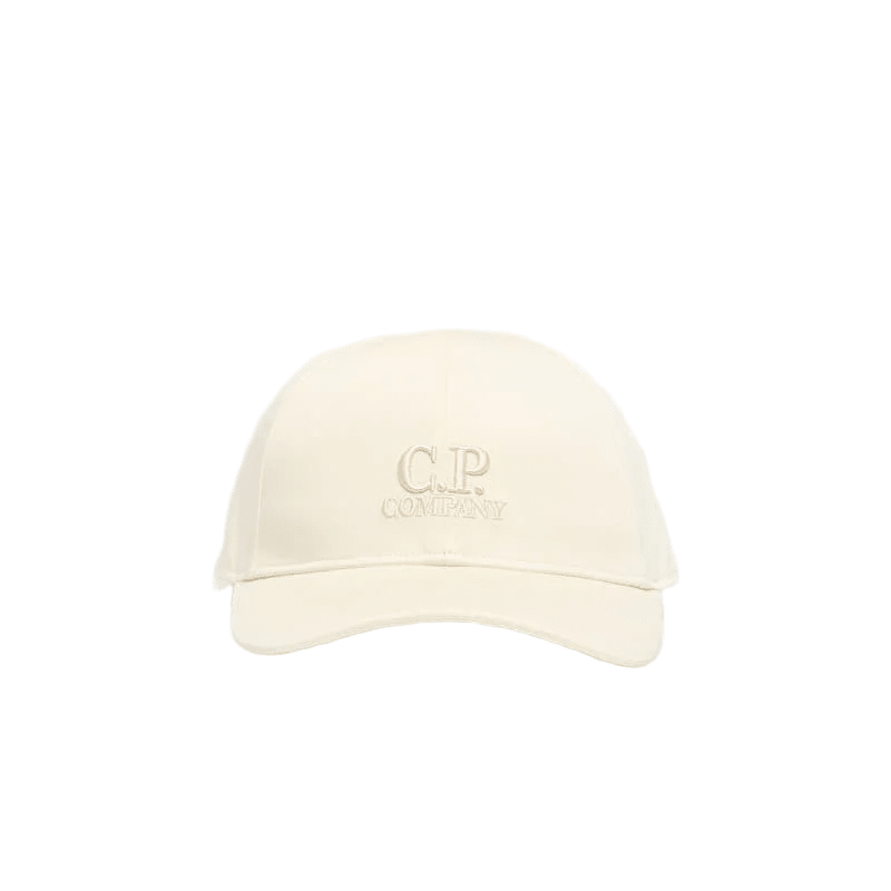 CP Company Gabardine Logo Cap - 114 Frozen White - Escape Menswear