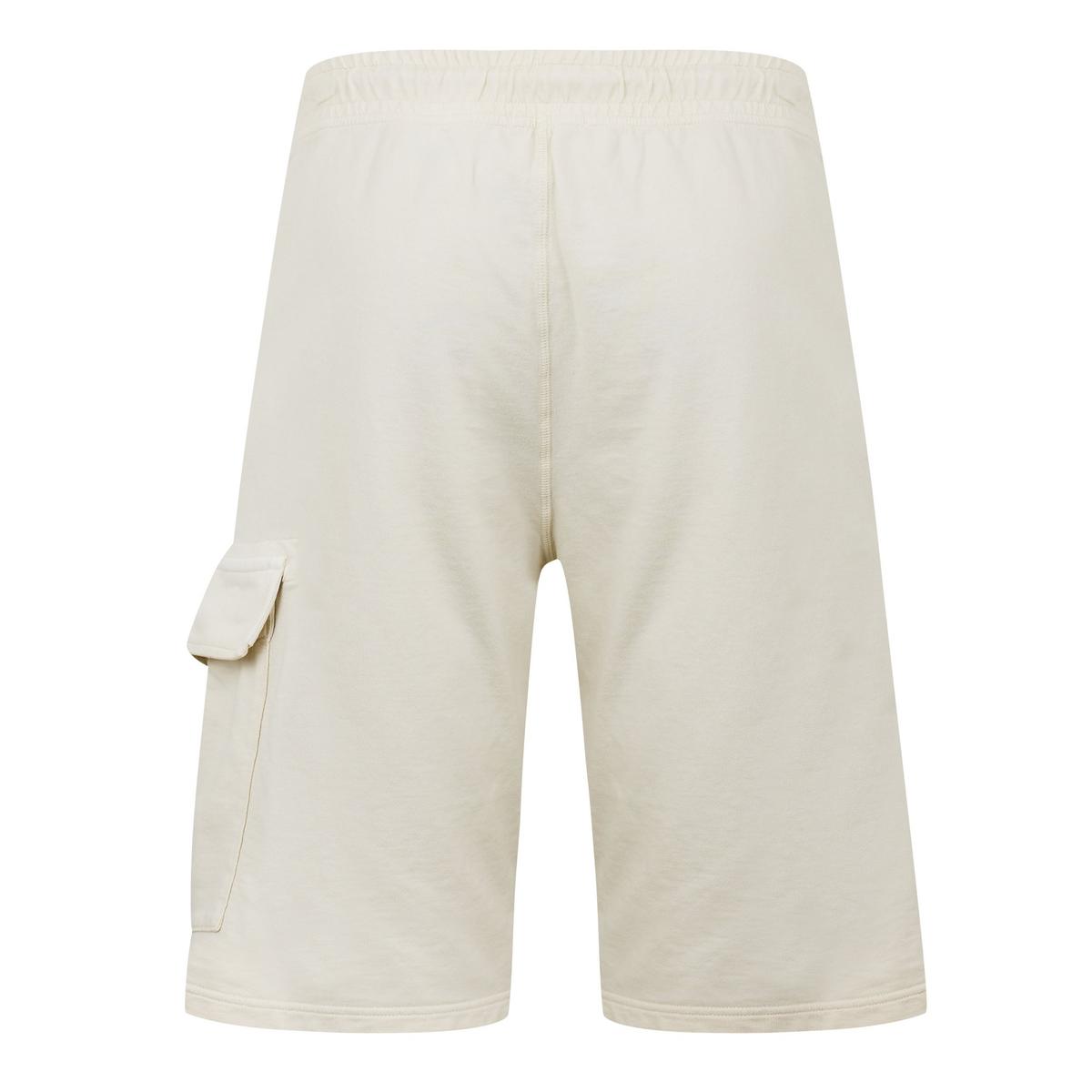 CP Company Light Fleece Cargo Shorts - 114 Frozen White - Escape Menswear