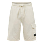 CP Company Light Fleece Cargo Shorts - 114 Frozen White - Escape Menswear