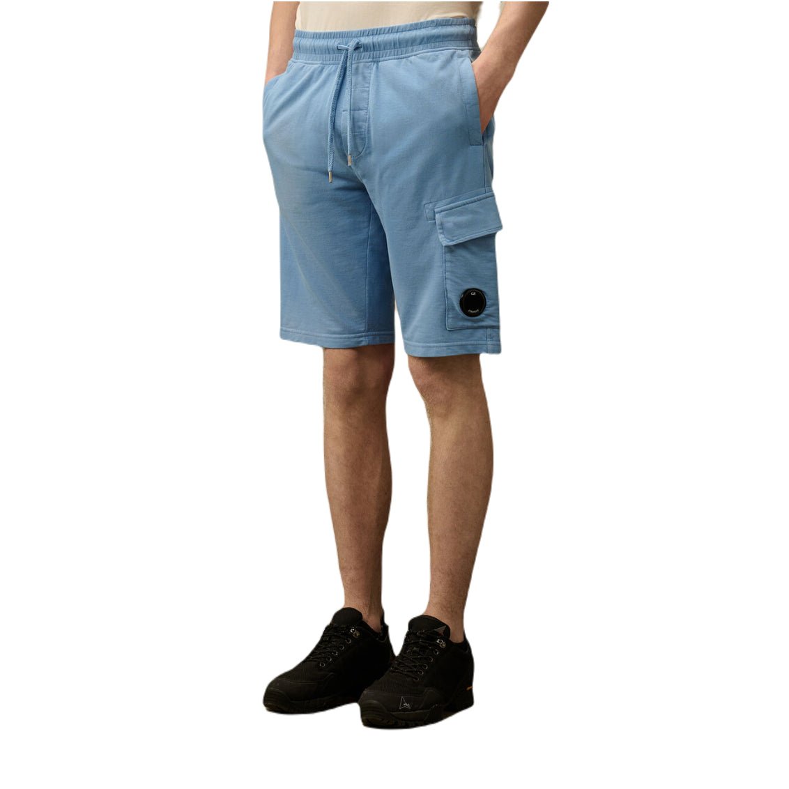 CP Company Light Fleece Cargo Shorts - 935 Smoked P Grey - Escape Menswear