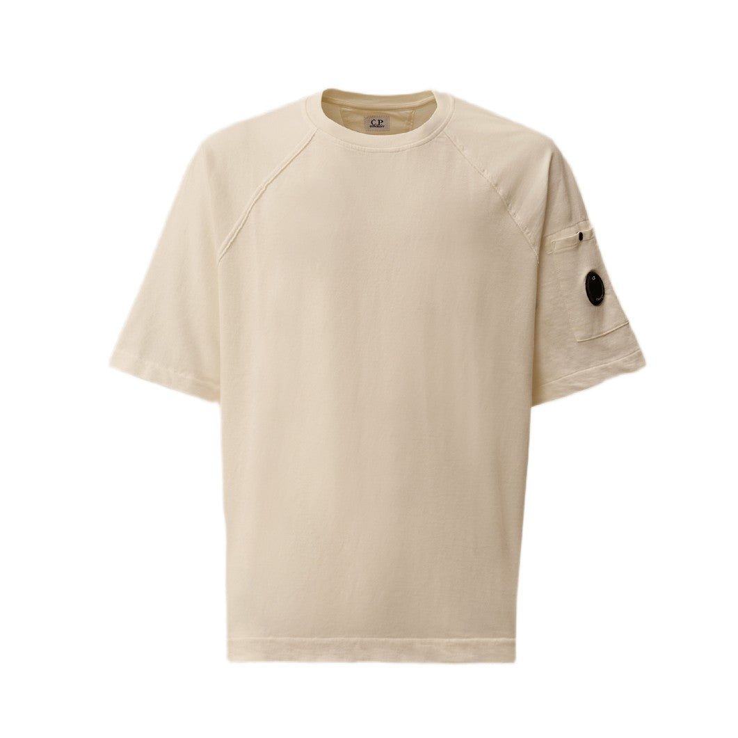 CP Company Light Fleece Short Sleeve Sweatshirt - 103 Gauze White - Escape Menswear