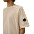CP Company Light Fleece Short Sleeve Sweatshirt - 103 Gauze White - Escape Menswear