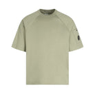 CP Company Light Fleece Short Sleeve Sweatshirt - 610 Moss Gray Green - Escape Menswear
