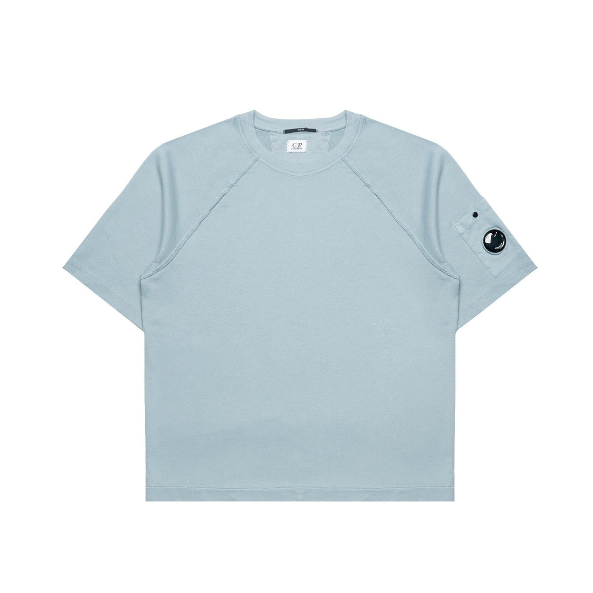 CP Company Light Fleece Short Sleeve Sweatshirt - 809 Silver Blue - Escape Menswear