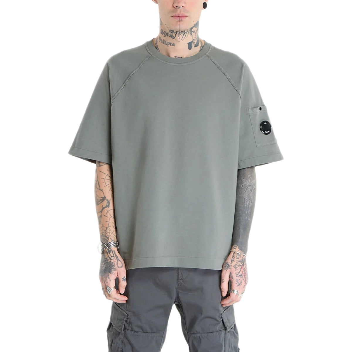 CP Company Light Fleece Short Sleeve Sweatshirt - 921 Gunmetal Grey - Escape Menswear