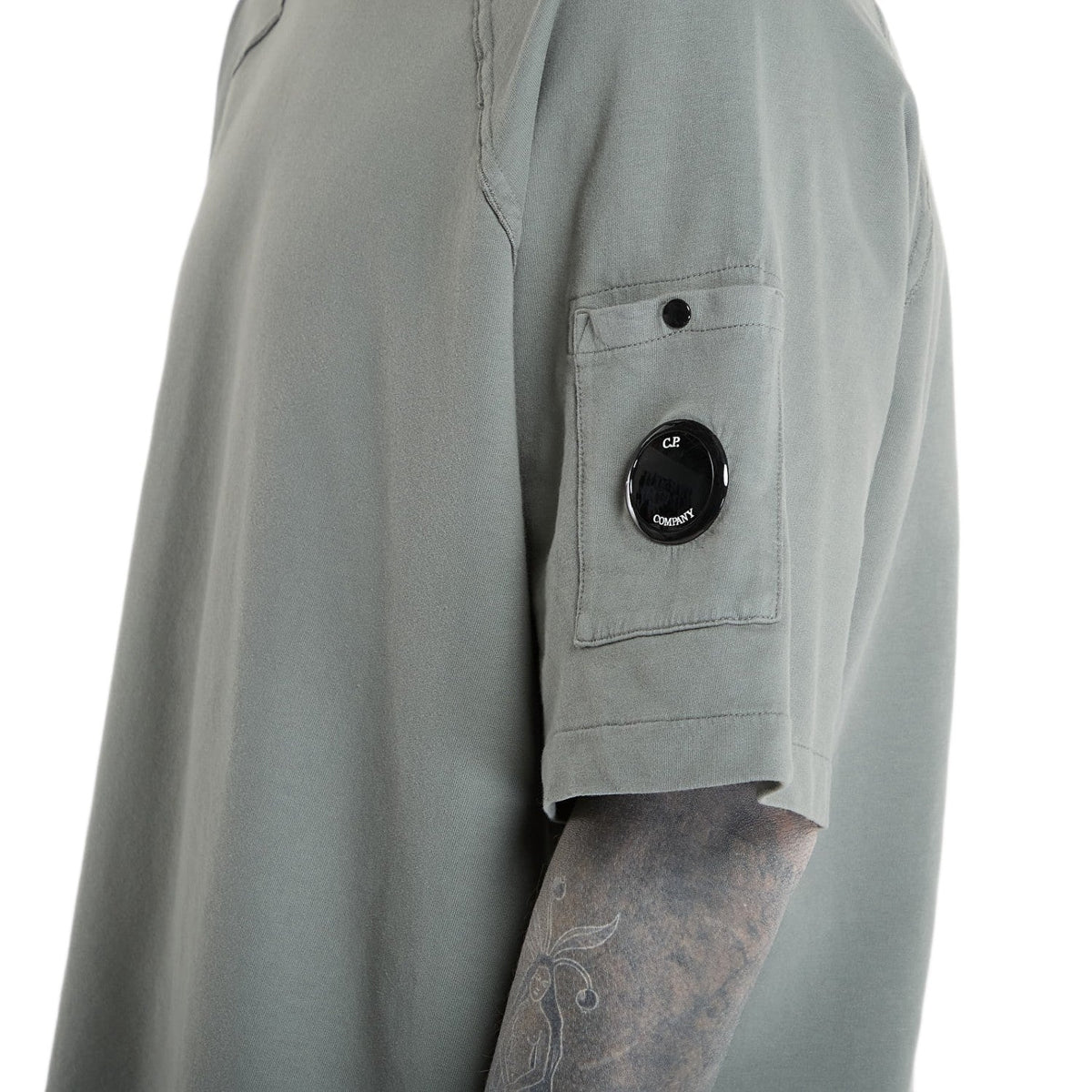 CP Company Light Fleece Short Sleeve Sweatshirt - 921 Gunmetal Grey - Escape Menswear